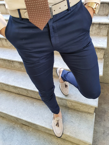 Haggar H26 Men's Premium Stretch Slim Fit Dress Pants - Midnight Blue 36x32  : Target